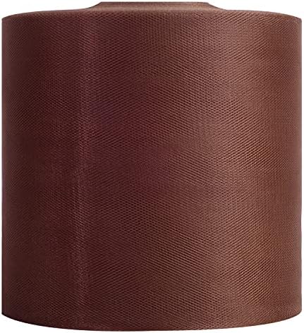 Tulle Rolls 6” by 100 Yards (300 feet) Tulle Roll Spool Fabric for DIY Tutu Skirts Wedding Baby Shower Crafts Decorations Party Supplies (Brown)