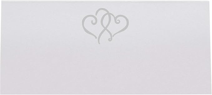 Linked Hearts Place Cards, Silver (Choose Color), Set of 60, Pre-cut and Scored - Wedding, Party, Dinner, and Special Events - Made in the USA