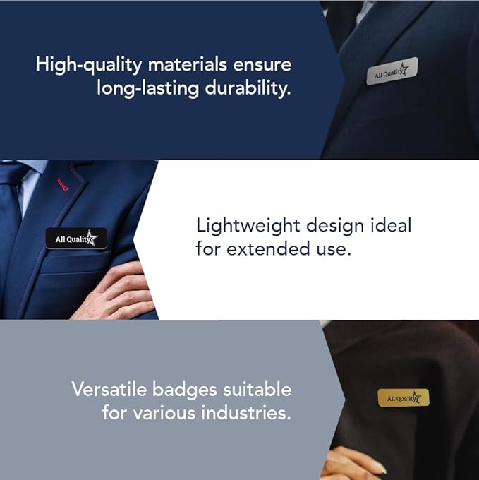 Name Tag/Badge Blanks - 100 Pack - 1-1/2" X 3" (Brushed Gold) Round Corners, Magnetic Backing