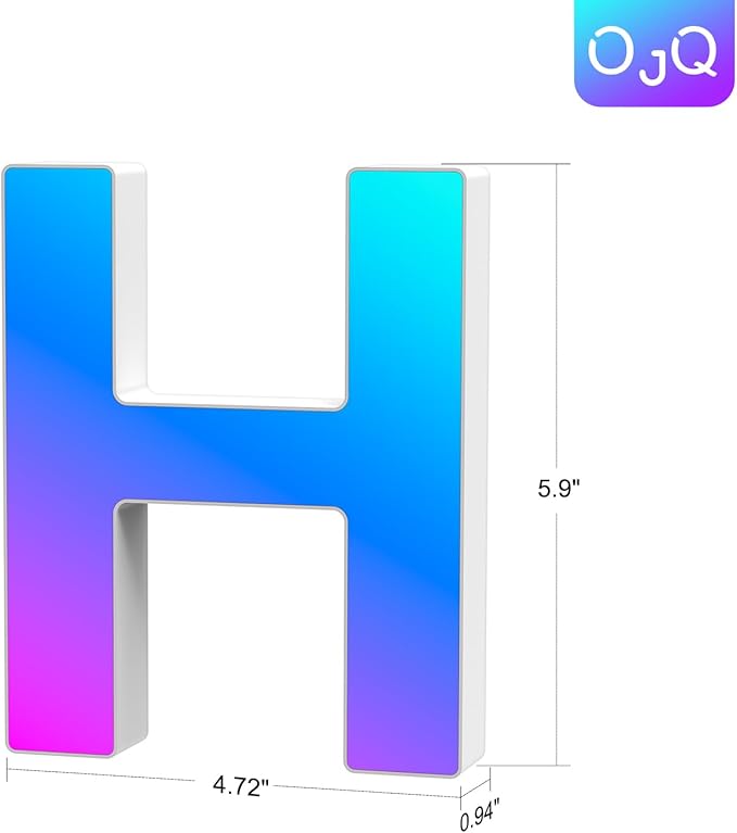 OJQ Light Up Letters LED Letter - Marquee Letters Room Decor Alphabet Letter Music Sync Color Change Colorful - Christmas Birthday Gifts for Girl - Teen Girls Gifts Party Home Wall Decor