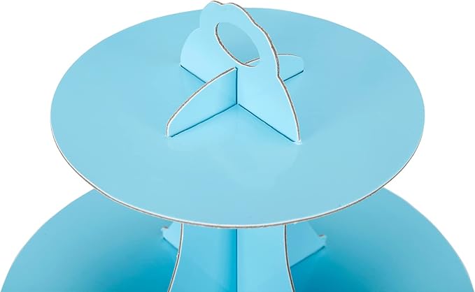 3-Tier Cupcake Stand, Cake Stand holder, Tiered DIY Cupcake Stand Tower for Dessert Table Displays, Birthday Theme Party Favors Decoration, Floral Tea Party, 12" W x 12.8" H, Light Blue