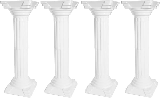 Roman Pillars Decoration Party Flower Pot Columns Set 4Pcs 10.83x10.83x33.86in Decor Pedstal Stand Flower Floral Wedding Party Event Road Decorative Columns (10.83x10.83x33.86in)