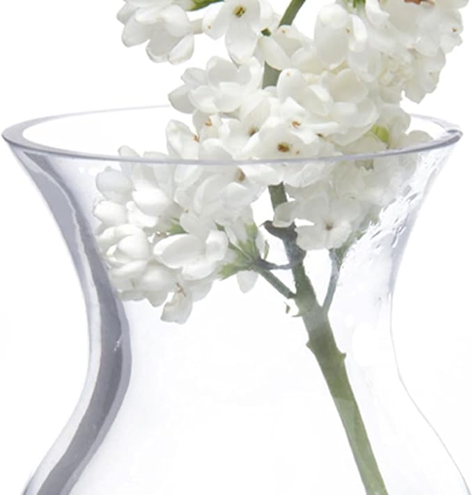 CHIVE ‘George’ Glass Bottle Flower Vases — Set of 6 — Small, Elegant Clear Glass Bud Vases — Bulk Pack for Home Decor & Table Centerpieces — Shape 4 (Oval, 4” Tall, 3” Wide)