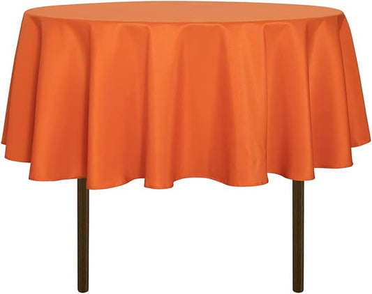 sancua Round Tablecloth - 48 Inch - Water Resistant Spill Proof Washable Polyester Table Cloth Decorative Fabric Table Cover for Dining Tables, Buffet Parties and Camping, Orange