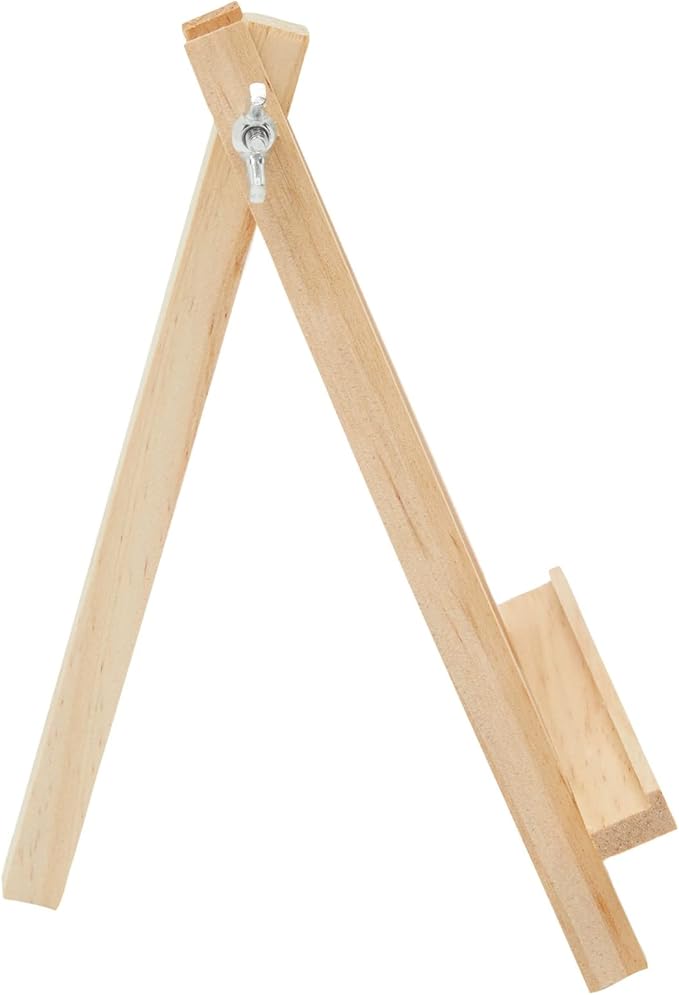 Juvale Mini Easel Stand - 7 in, Light Brown Lotus Wood, 6-Pack - Table & Desktop Display Stand - Place Card Holder & Photo Display