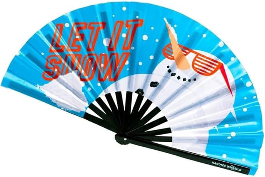 Kandies World UV Reactive Custom Festival Folding Hand Fan - Unique Designs, Made of Bamboo, Clacking Sound, Lightweight - Perfect Rave and Festival Accessory!