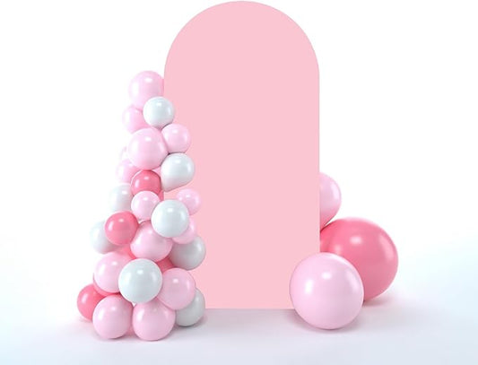 bricia Wedding Arch Backdrop Stand Cover, 5FT Double Sided Stretchy Arch Cover Fitted Wedding Birthday Party Banquet Decoration (Pink 60''Lx25.2''W)