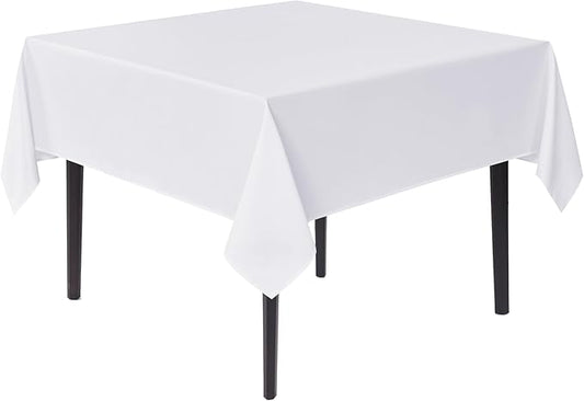 sancua White Square Tablecloths 85x85 Inch - Fabric Table Cloth for Square or Round Tables, Washable Polyester Table Cover for Outdoor Party, Birthday, Buffet, Resturant