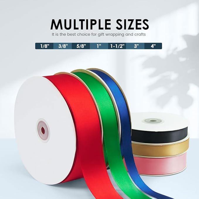 3/8" Wide x 100 Yards Single Face Polyester Satin Ribbon, Satin Ribbon for Crafts, Gift, Hair Bows, Wedding Party Decoration, Bow Making & Other Projects (Royal Blue)