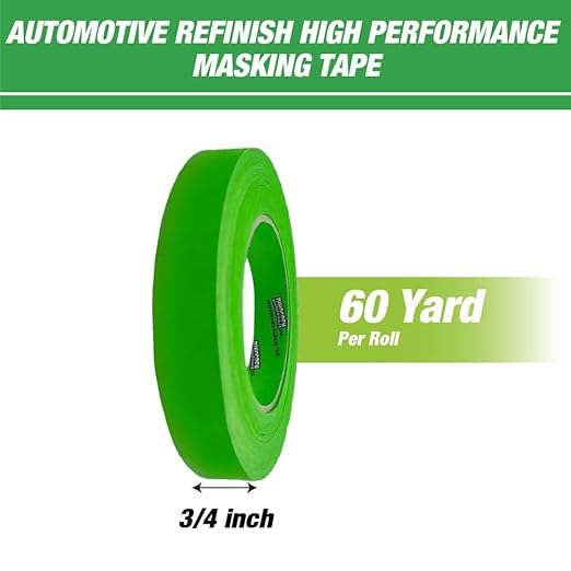 DINOGREN High Performance Automotive Masking Tape – 1.5 Inch x 60 Yards (24 Rolls) – Green Tape for Car Paint, Auto Body, Heat & Water Resistant, Clean Removal, Industrial-Grade Multipurpose Adhesive