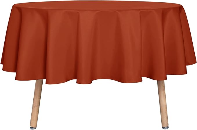 sancua Fall Round Tablecloth - 60 Inch Burnt Orange - Water Resistant Spill Proof Washable Polyester Thanksgiving Table Cloth Decorative Fabric Table Cover for Dining Buffet Parties and Camping, Rust