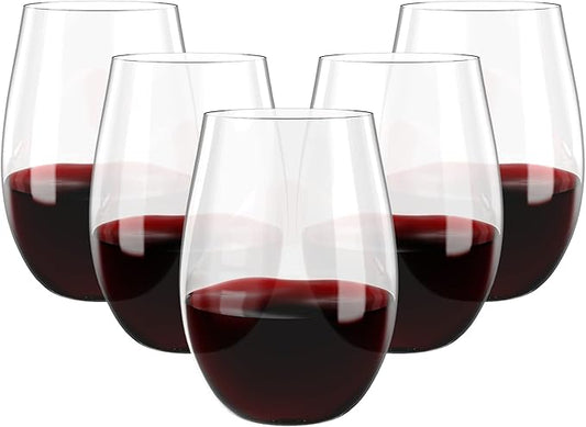 FOCUSLINE 20 Pack 16 Oz Plastic Wine Glasses, Stemless Plastic Wine Cups Heavy Duty, Unbreakable Disposable Wine Glasses for Wedding or Party
