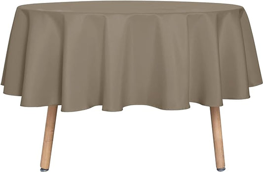 sancua Round Tablecloth - 60 Inch - Water Resistant Spill Proof Washable Polyester Table Cloth Decorative Fabric Table Cover for Dining Tables, Buffet Parties and Camping, Taupe
