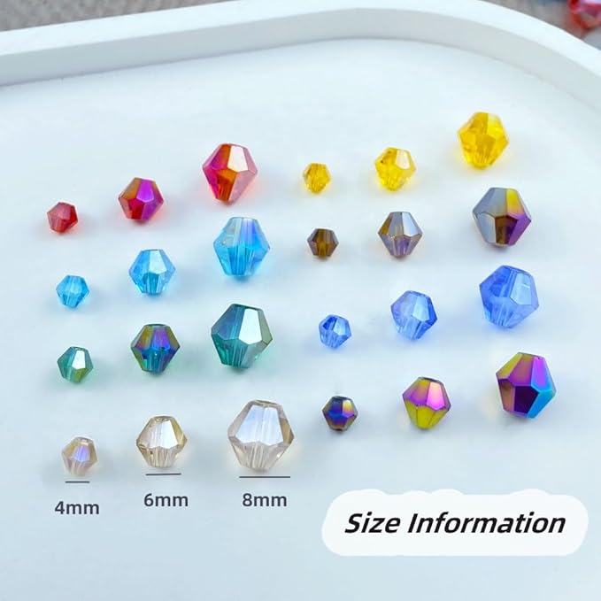 250pcs 6mm Bicone Crystal Glass Beads Loose Spacer Beads Faceted Craft Beads for Jewelry Making DIY Necklace Bracelet Earring Wind Chimes Suncatchers Ornamen(Mine Silver)