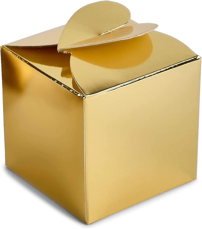 Sparkle and Bash Gold Foil Favor Boxes - 100 Pack, 2.5 In Cube - Gold Party Boxes for Weddings & Baby Showers - Wedding Candy Favors for Guests & Candy Containers