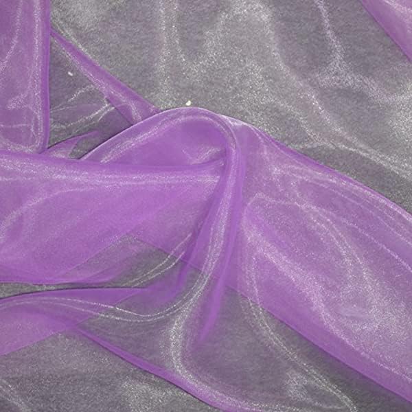 VDS Light Purple Organza Fabric, 10 Yards Continuous, 45” Wide, Wedding Party Decoration Iridescent Crystal Sheer Shiny Organza Tulle Bridal Dress DIY Crafts Costume Sewing Backdrop Arch Cloth