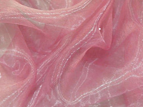 VDS Dusty Pink Organza Fabric, 30 Yards Continuous, 45” Wide, Wedding Party Decoration Iridescent Crystal Sheer Shiny Organza Tulle Bridal Dress DIY Crafts Costume Sewing Backdrop Arch Cloth