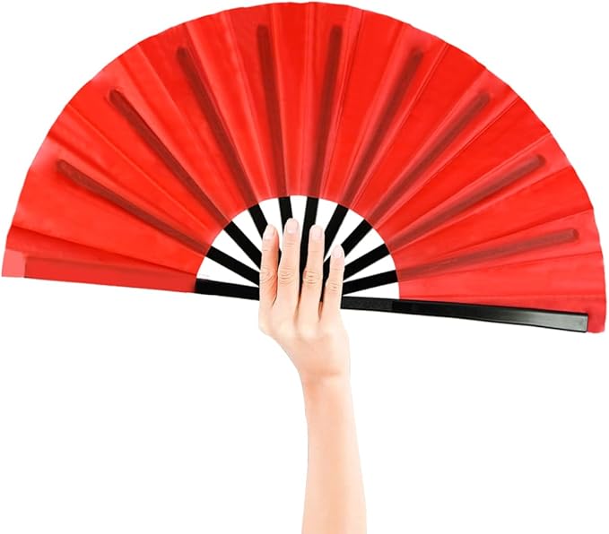 8 Pack Large Folding Hand Fans for Women/Men, Kungfu Taichi Rave Folding Fan with Bag, Large Popping Clacking Fans for Line Dancing, Concert, Party, Festival, Home Decorations(8 Colors)