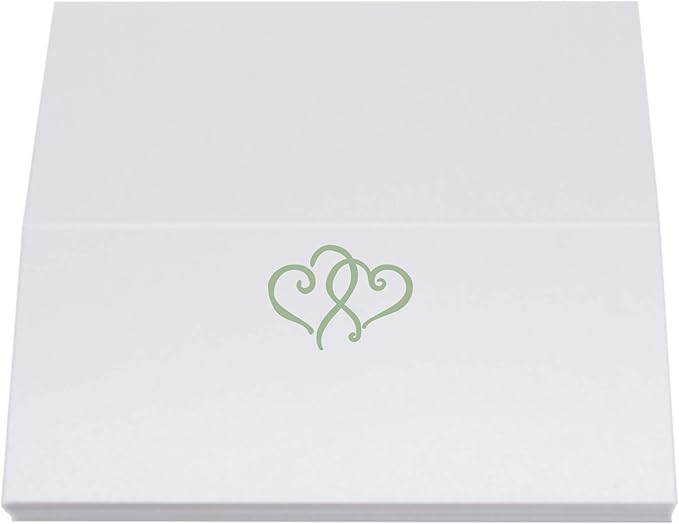 Linked Hearts Place Cards, Sage (Choose Color), Set of 150, Pre-cut and Scored - Wedding, Party, Dinner, and Special Events - Made in the USA