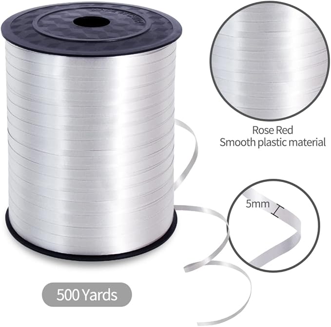 TONIFUL 500 Yards Curling Ribbon-Balloon Ribbon-Balloon String for Art&Craft Decor,Gift Wrapping,Ribbons and Bows for Christmas New Year Birthday Gifts (Silver)