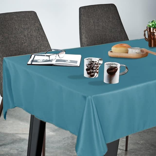 Fitable Rectangle Tablecloth Stain and Wrinkle Resistant Washable Polyester Table Cloth for Buffet Parties and Camping (60x84 inch, Teal)