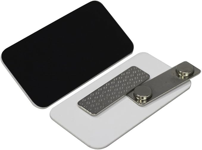 Name Tag/Badge Blanks - 50 Pack - 1-1/2" X 3" (Black) Round Corners, Magnetic Backing