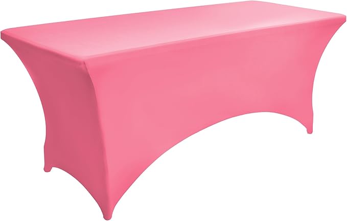 2-Pack 8ft Spandex Table Covers for Rectangle Folding Tables - Washable Elastic Tablecloth - Ultimate Fitted Table Protector for Birthday Parties, Trade Shows, Banquet