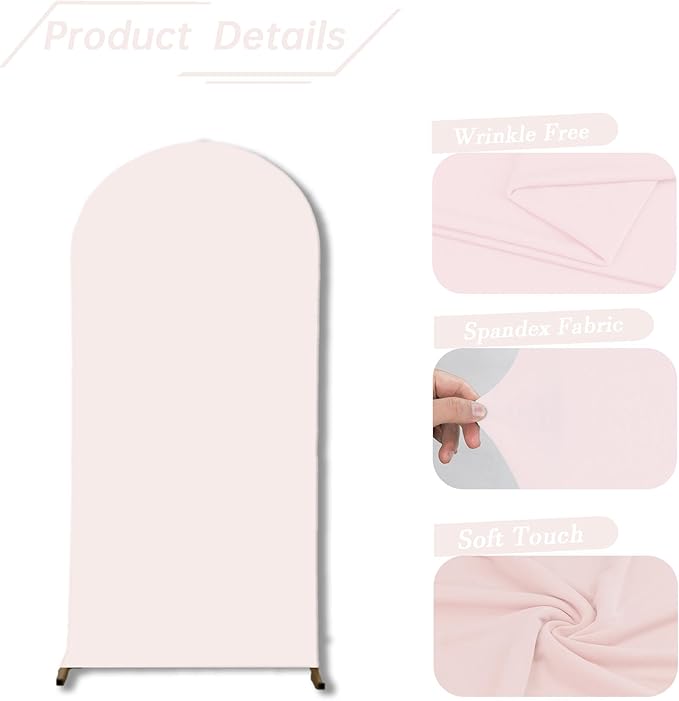 bricia Wedding Arch Backdrop Stand Cover, 7.2FT Double Sided Stretchy Arch Cover Fitted Wedding Birthday Party Banquet Decoration (Blush Pink 86.4''Lx48''W)