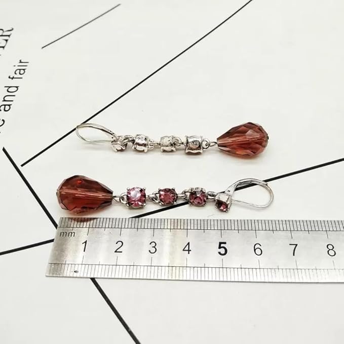 50pcs 10x15mm Teardrop Crystal Glass Beads for Jewelry Making, Faceted Vertical Hole Teardrop Glass Spacer Beads for Wind Chimes Bracelet Earring Necklace DIY Craft(Pink)