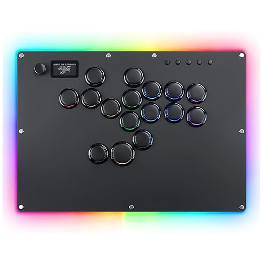 GuileKeys Leverless Controller Arcade Stick GK-16, All-Button Arcade Controller with Multi-function Button for PS4/PS3/PC/Switch, Arcade Fight Stick with RGB/Turbo/Hot-Swap/Low Profile Switch Black