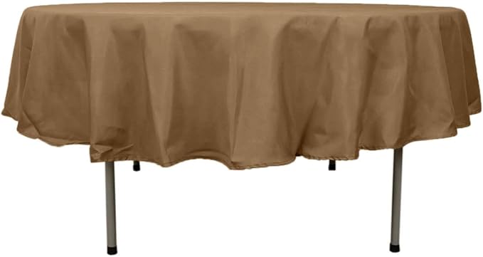 Efavormart Round Tablecloth, 90 Inch Stain & Wrinkle Resistant Washable Table Cloth, Decorative Polyester Fabric Table Cover for Banquet, Wedding, Dining- Taupe