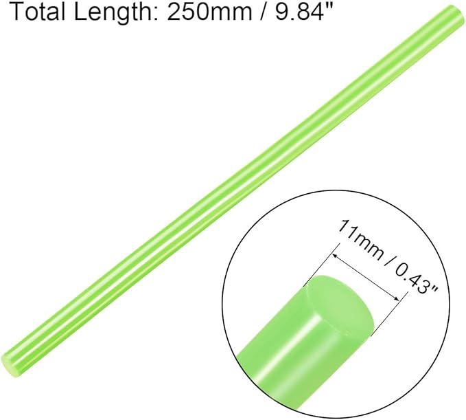uxcell 20pcs Hot Glue Sticks for Glue Gun 7/16-inch x 10-inch Mini Hot Melt Adhesive Glue Stick Light Green