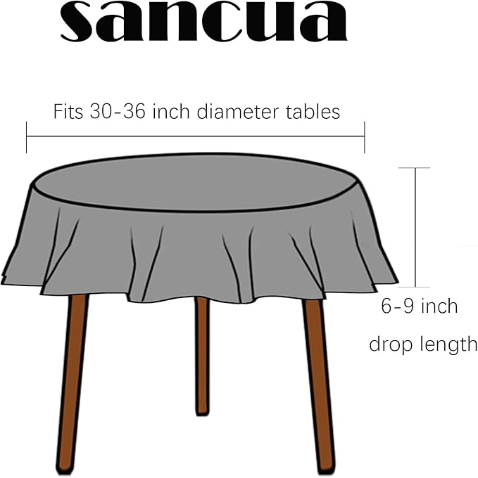 sancua Round Tablecloth - 48 Inch - Water Resistant Spill Proof Washable Polyester Table Cloth Decorative Fabric Table Cover for Dining Buffet Parties, Beige (Fits 30-36 Inch Tables)
