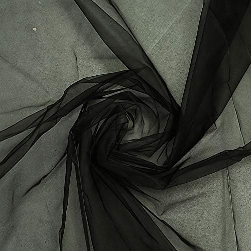 VDS Black Organza Fabric, 60 Yards Continuous, 45” Wide, Wedding Party Decoration Iridescent Crystal Sheer Shiny Organza Tulle Bridal Dress DIY Crafts Costume Sewing Backdrop Arch Cloth