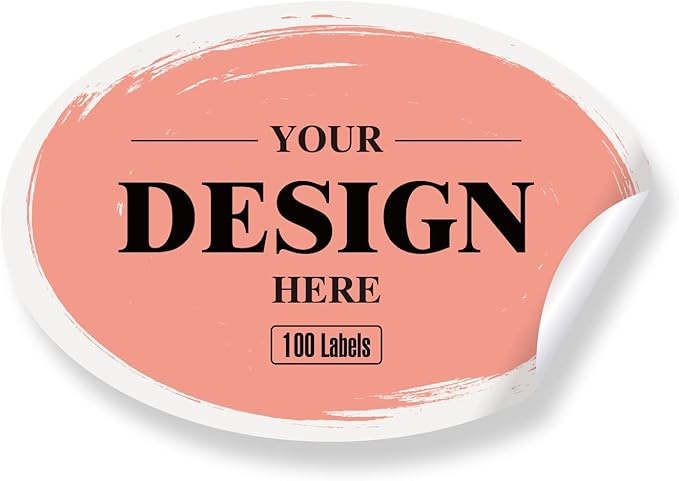 Custom Personalized Labels - Oval Stickers With Any Design, Image, Logo, Text for Business, Thank You Labels (5"x2", 100 Labels)