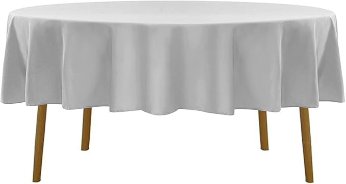 70 inch Round Tablecloth Washable Polyester Table Cloth Decorative Table Cover for Wedding Party Dining Banquet（70 inch,Silver）