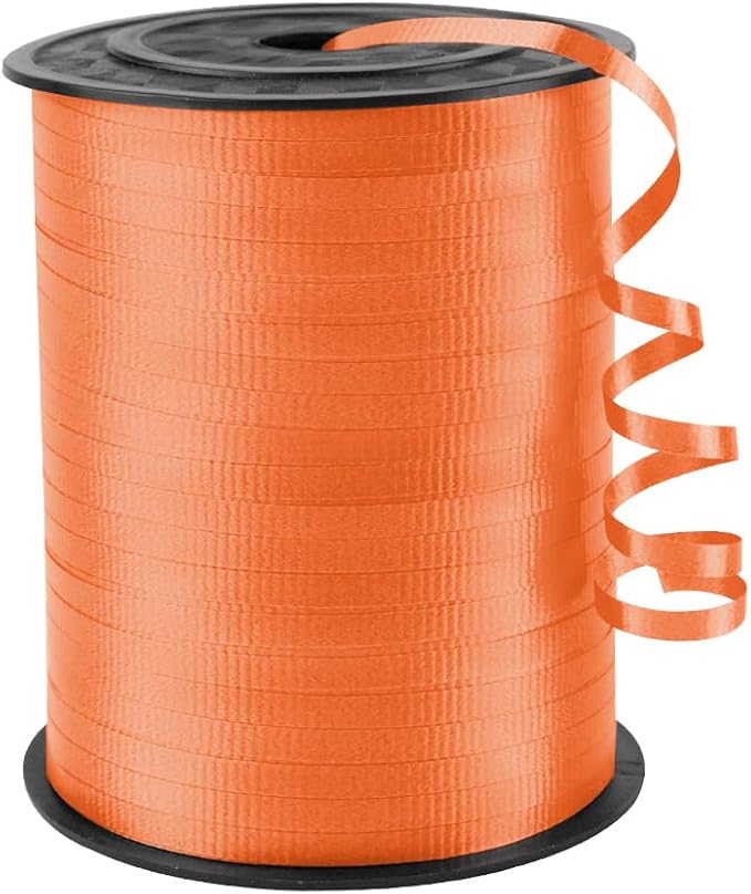 KMER LIFE Orange Crimped Curling Ribbon, 1/5" Wide x 500 Yards Christmas Curling Ribbons for Gift Wrapping, Party Decoration, Balloon String, Crafting, Balloon Ribbons for Florist Flower (1 Roll)