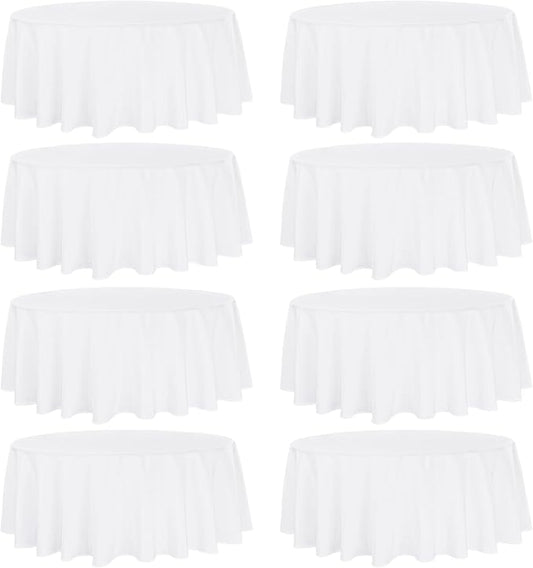 8 Pack Round Tablecloth 70 Inch White Round Table Covers Bulk Washable Polyester Fabric Table Clothes for Wedding Party Reception Banquet Buffet Restaurant (White, 70 Inch)