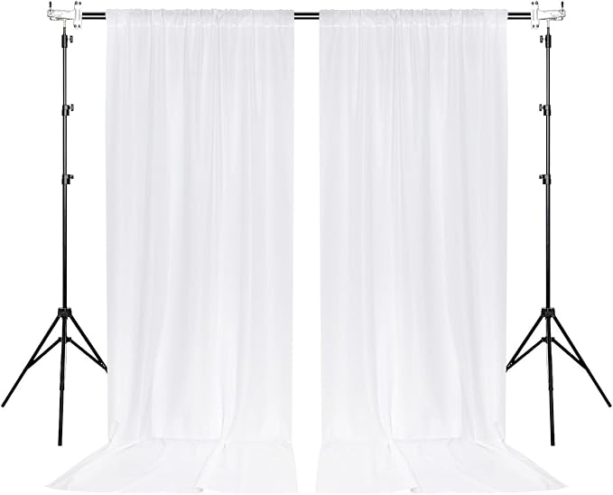 White Backdrop Curtain for Wedding Decor Holiday Party 4 Panels- White Wedding Backdrop Polyester Photography Backdrop Drapes Baby Shower Birthday Privacy Sliding Curtains Home Decor，5ft x 10ft