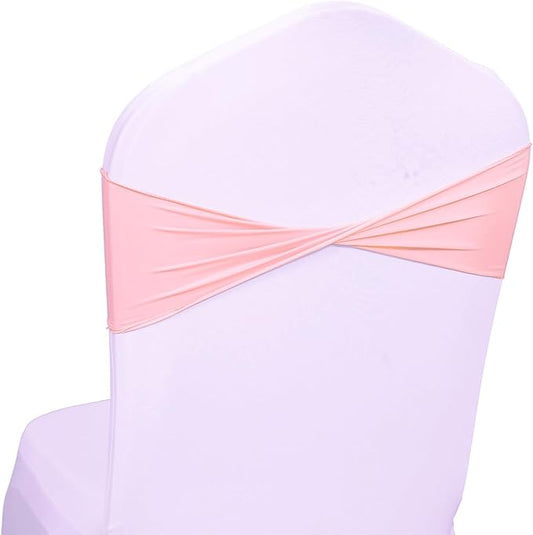VDS Pack of 150 PCS | Dusty Rose | Spandex Chair Sashes Bows Without Buckle | Stretch Elastic Banquet Universal Folding Chair Band Tie with for Wedding Party Conference Celebration Event Decoration