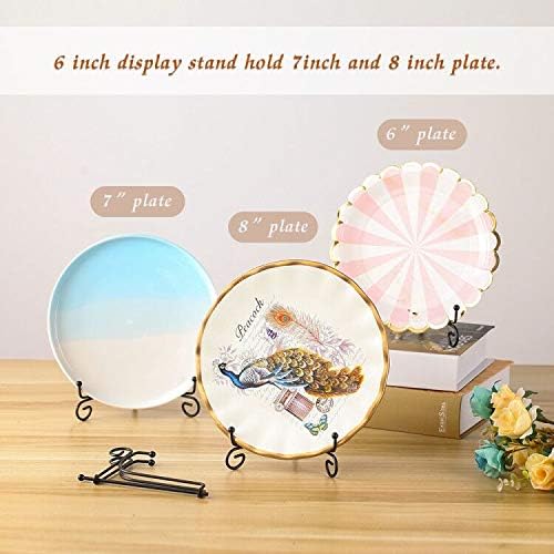 (2 pack)Iron Display Stand, Black Iron Easel Plate Display Photo Holder Stand, Displays Picture Frames, Cookbooks, Decorative Plates, Tablets and Art 6 Inch