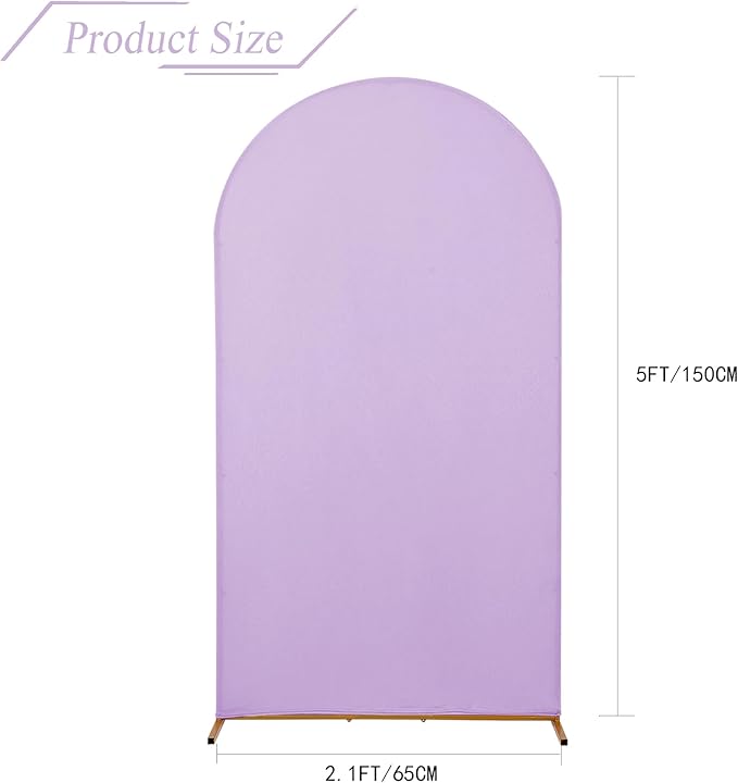 bricia Wedding Arch Backdrop Stand Cover, 5FT Double Sided Stretchy Arch Cover Fitted Wedding Birthday Party Banquet Decoration (Lavender 60''Lx25.2''W)