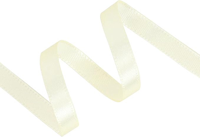 Beige Satin Ribbon 1/4 inch X Continuous 100 Yards, Single Face Polyester Ribbon Perfect for Gift Wrapping, Flower Bouquet, Wedding Decor, Crafts, Bow Making, Sewing and More