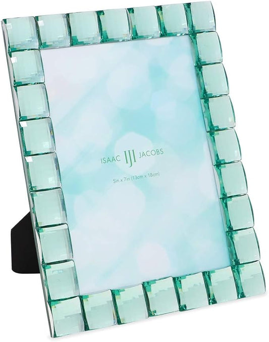 Isaac Jacobs Decorative Sparkling Light Green Jewel Picture Frame, Photo Display & Home Décor (5x7, Light Green)