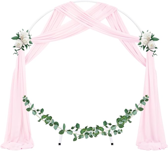 Socomi Wedding Arch Draping Fabric 2 Panels 29" x 19Ft Blush Pink Sheer Chiffon Curtain Drapes 6 Yards for Wedding Ceremony Birthday Party Decoration