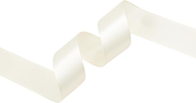 Beige Satin Ribbon 1 inch X Continuous 100 Yards, Single Face Polyester Ribbon Perfect for Gift Wrapping, Flower Bouquet, Wedding Decor, Crafts, Bow Making, Sewing and More