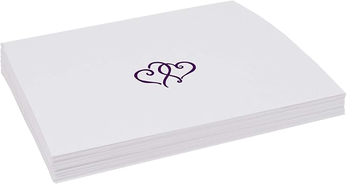 Linked Hearts Place Cards, Eggplant (Choose Color), Set of 60, Pre-cut and Scored - Wedding, Party, Dinner, and Special Events - Made in the USA