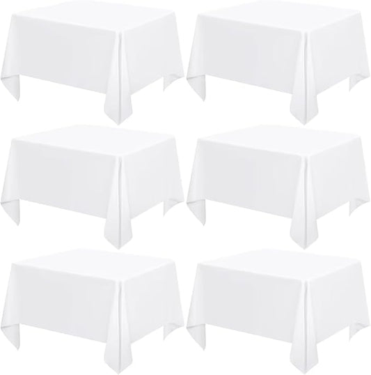 6 Pack White Square Tablecloths 52 x 52 Inch, White Polyester Table Cover for Square Table, Stain and Wrinkle Resistant Washable Fabric Tablecloth, Polyester Tablecloth for Restaurant Banquet Party