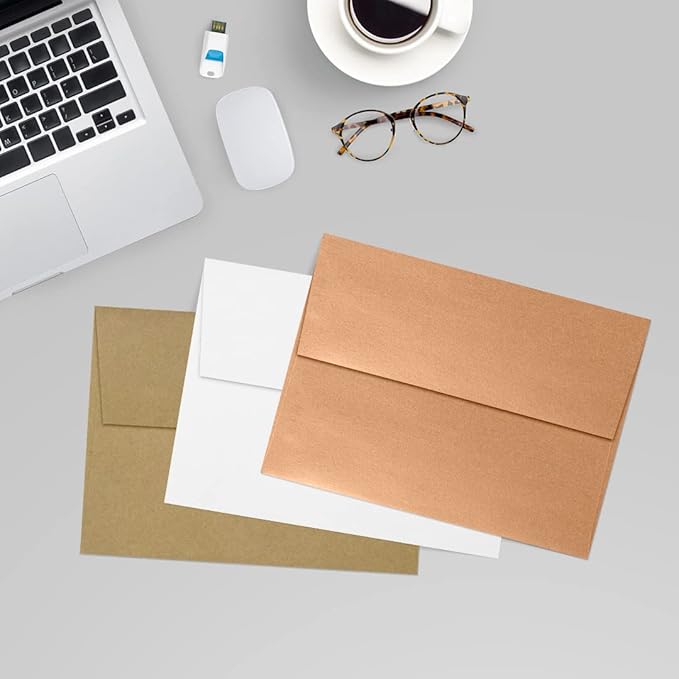 LUXPaper A7 Invitation Envelopes | Peel & Press | 5 1/4" x 7 1/4" | Copper Metallic | 80lb. Text | 500 Qty