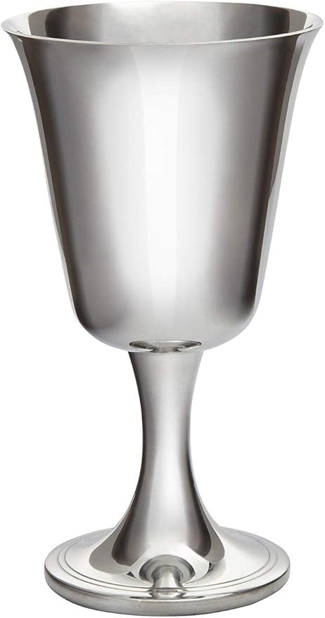 Wentworth Pewter - Large Pewter Bell Goblet, Wine Goblet, Wine Glass, Bright Polished Pewter